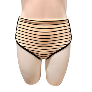 Women's CALIA Bikini Bottom XS Ivory Black Coastal Stripe